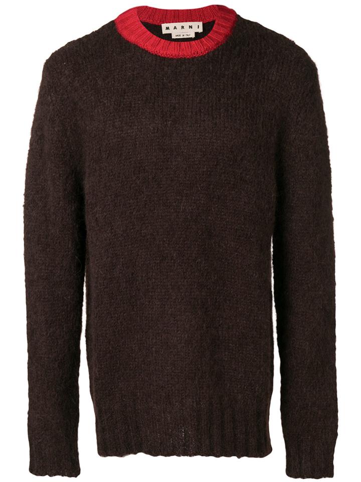 Marni Heavy Contrast-collar Jumper - Brown