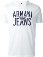 Armani Jeans Logo Print T-shirt, Men's, Size: Large, White, Cotton