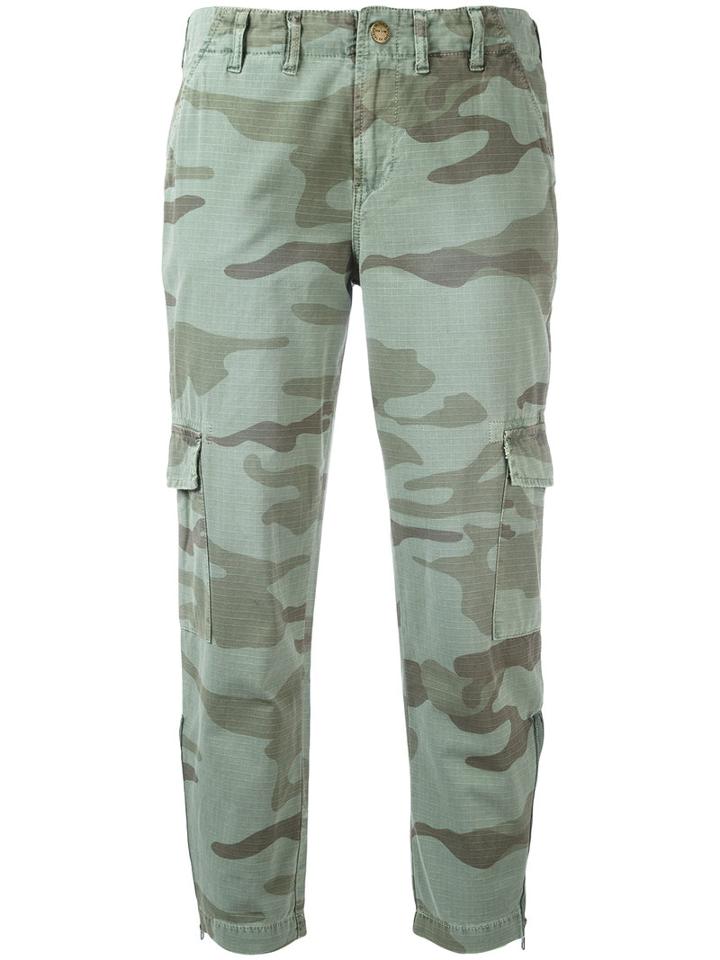 Current/elliott Cropped Cargo Trousers, Women's, Size: 25, Green, Cotton