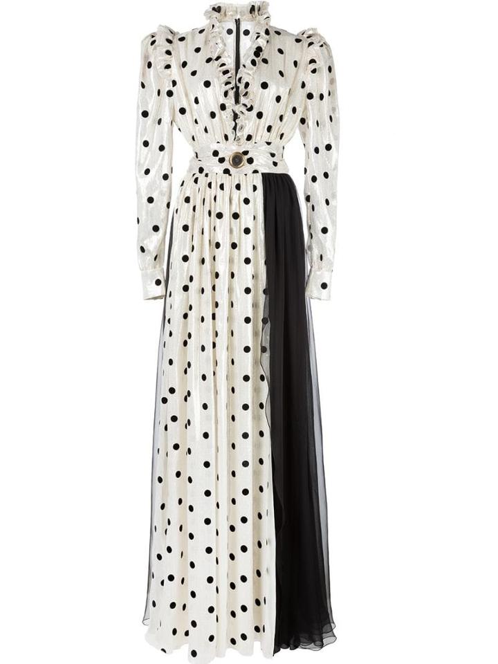 Fausto Puglisi Contrast Polka Dot Print Dress - White