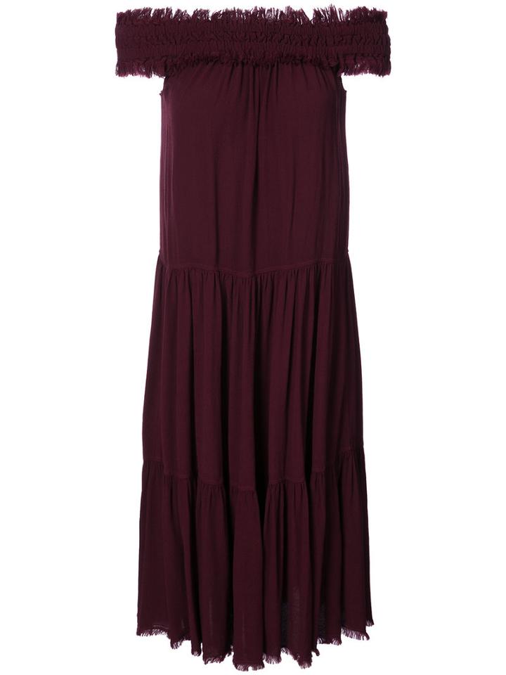Raquel Allegra - Off-the-shoulder Long Dress - Women - Silk - 2, Pink/purple, Silk
