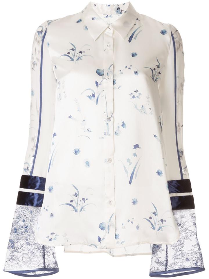 Mame Kurogouchi Lace Cuff Oriental-style Blouse - White