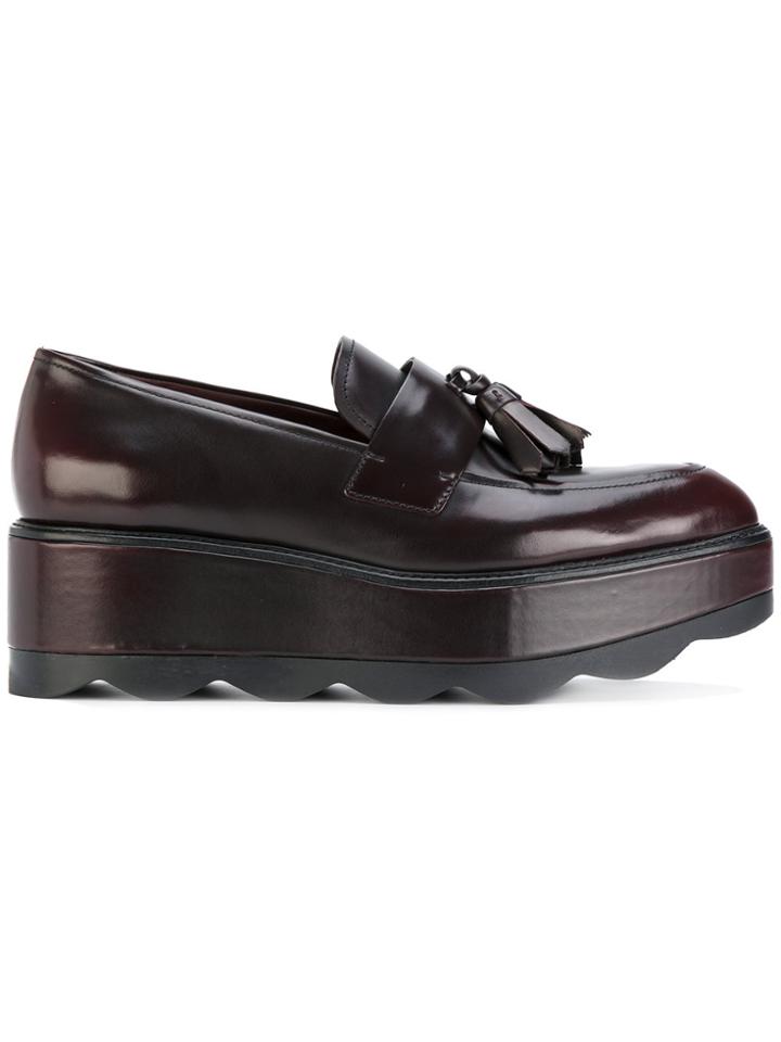 Prada Platform Tasseled Loafers - Brown