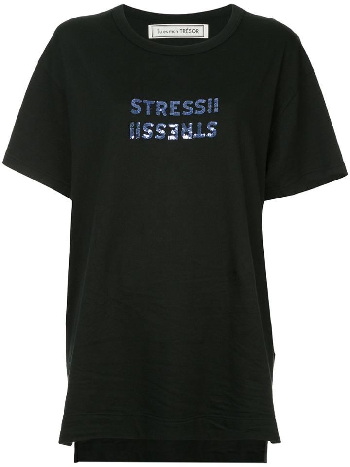 Tu Es Mon Trésor Sequin-embellished T-shirt - Black