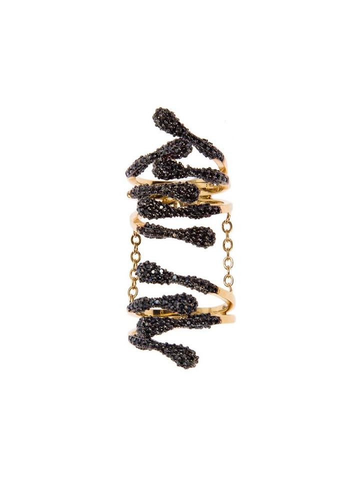Joanna Laura Constantine Embellished Articulated Ring, Women's, Size: 8, Black
