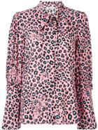 Vivetta Leopard Print Pussy Bow Blouse - Pink & Purple