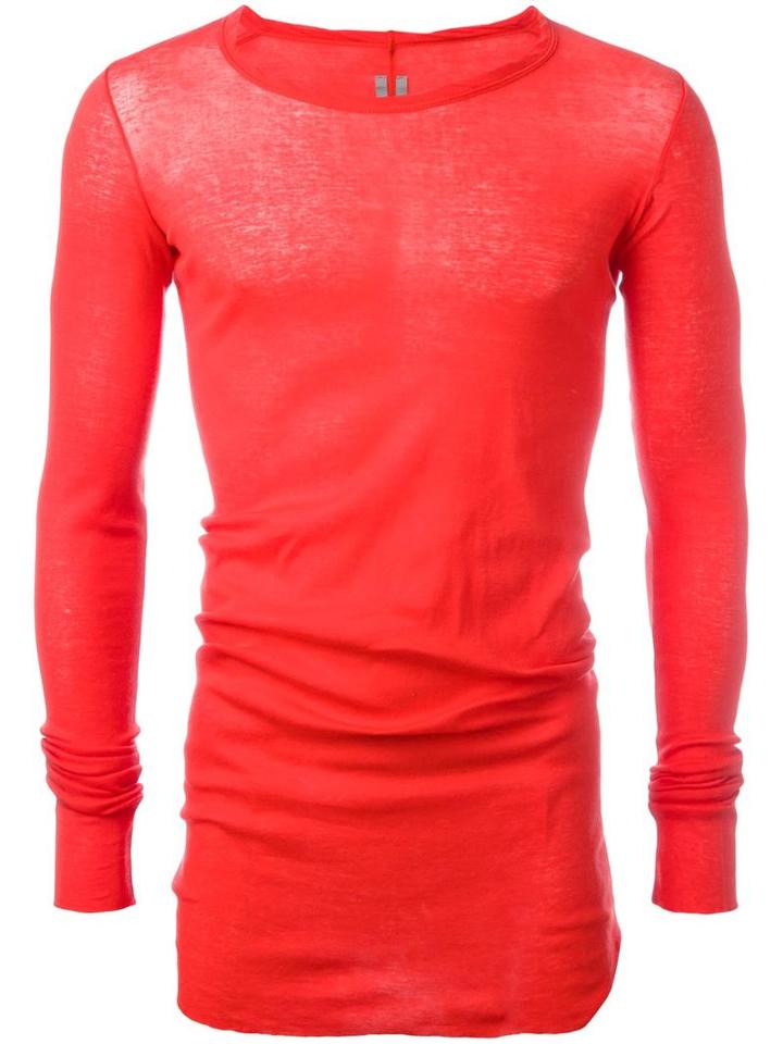 Rick Owens Forever Long Sleeve T-shirt, Men's, Size: Large, Red, Cotton