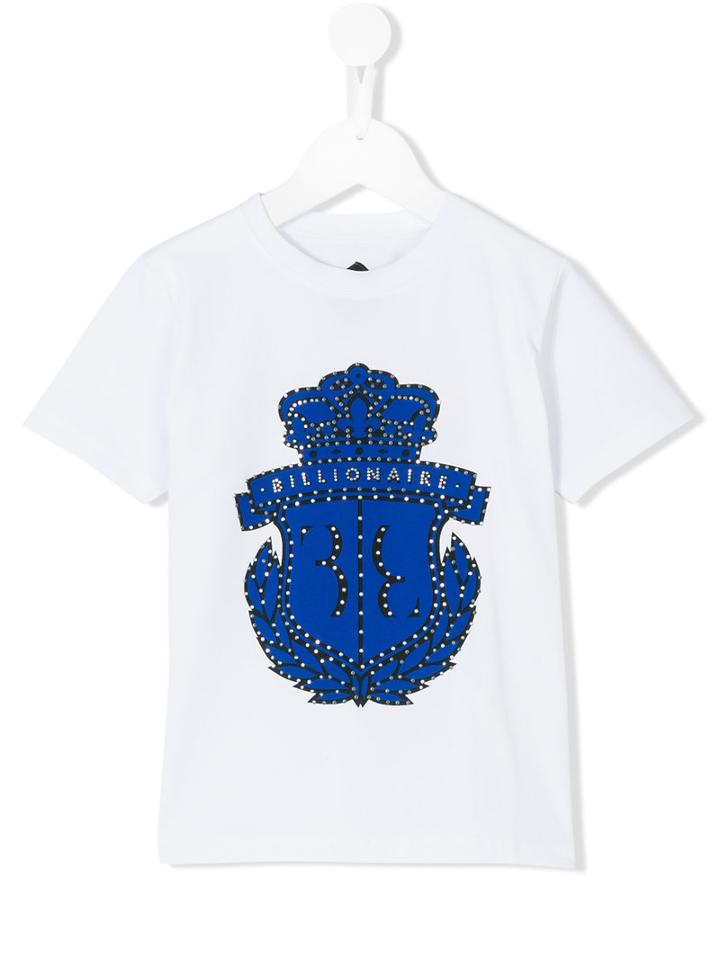 Billionaire Kids - Embellished Logo T-shirt - Kids - Cotton/spandex/elastane - 5 Yrs, Toddler Boy's, White
