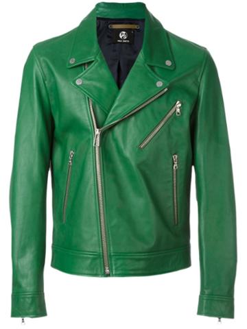 Ps Paul Smith Biker Jacket, Men's, Size: M, Green, Viscose/leather