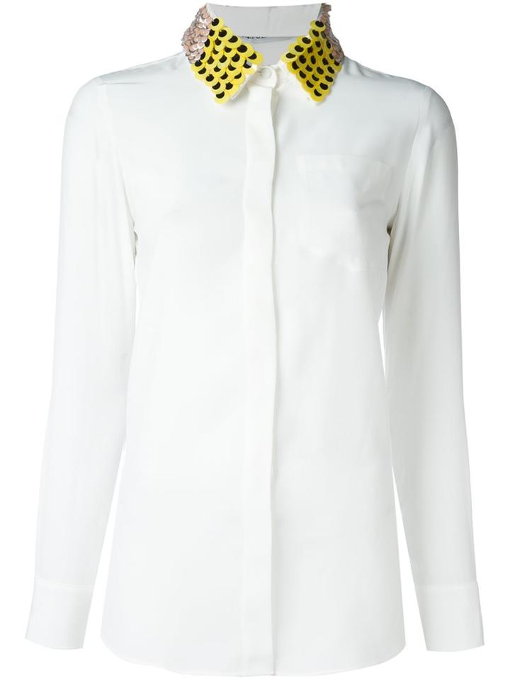 Altuzarra Embellished Collar Shirt, Women's, Size: 36, White, Silk/polyester