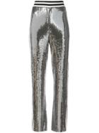 Nicole Miller Sequin Wide Leg Pants - Silver