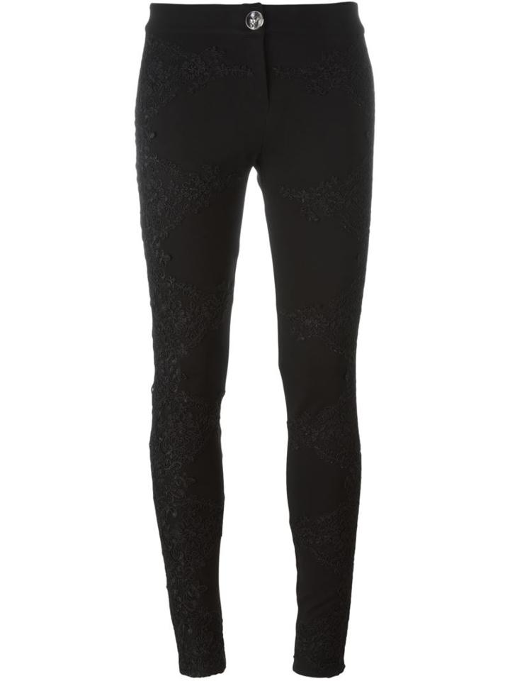 Philipp Plein Floral Embroidered Skinny Jeans, Women's, Size: Small, Black, Viscose/polyester/spandex/elastane