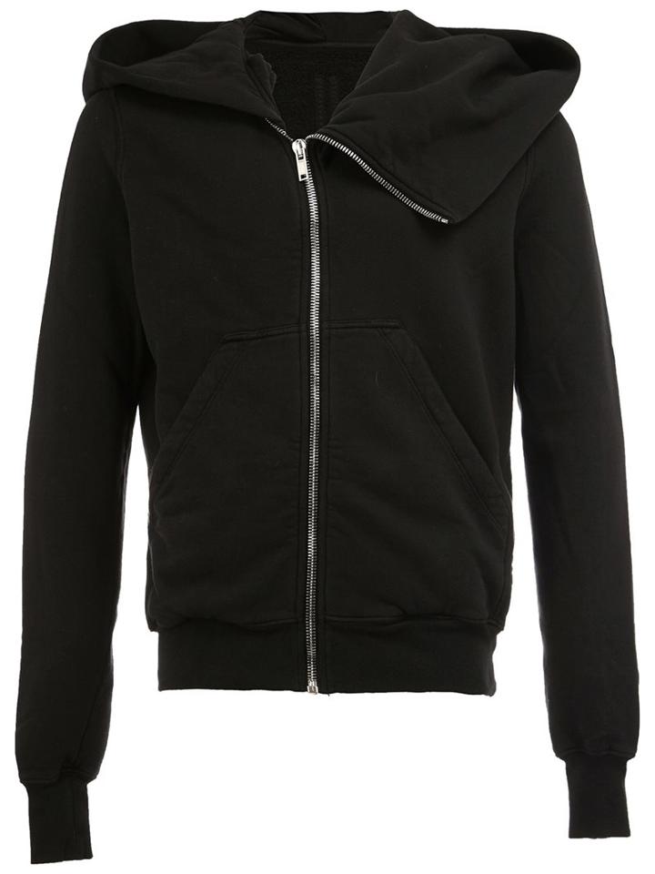 Rick Owens Drkshdw Zip Up Asymmetric Hoodie, Men's, Size: Large, Black, Cotton