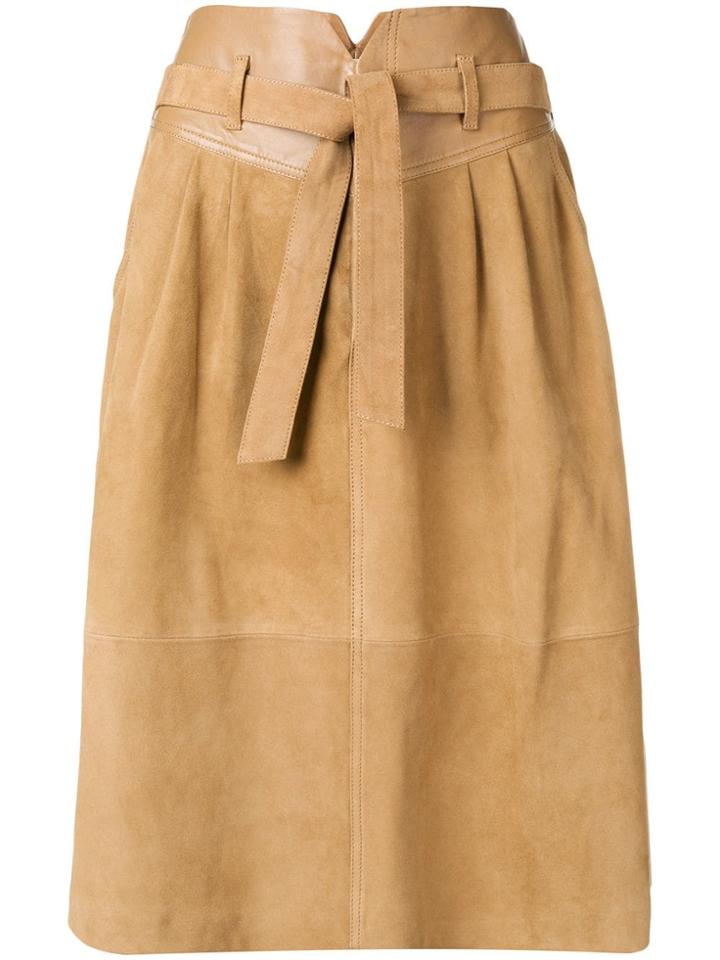 Closed Belted Waist Skirt - Brown