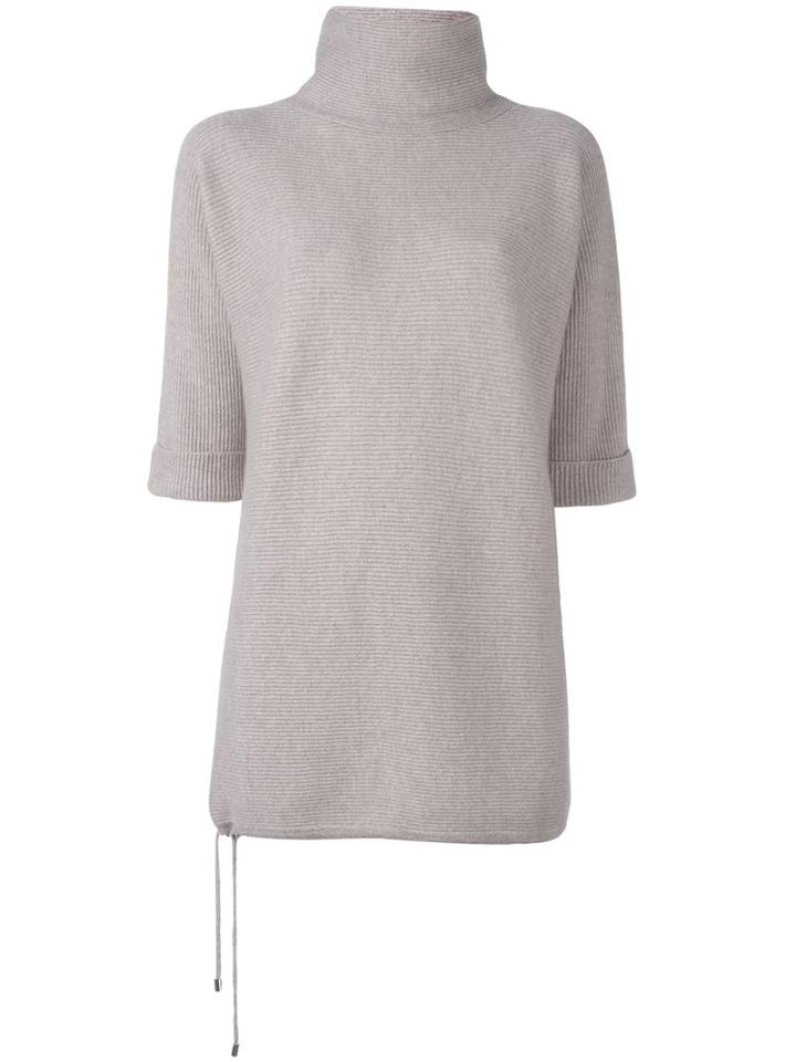 Hemisphere Roll Neck Drawstring Jumper, Women's, Size: Medium, Brown, Cashmere
