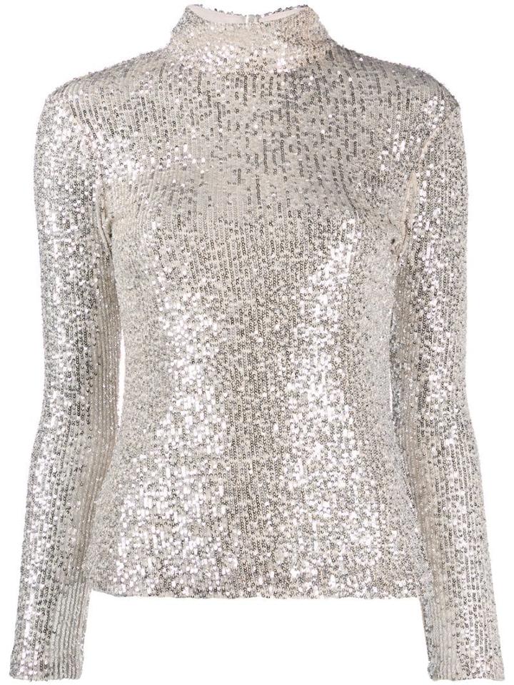 L'autre Chose Sequinned High-neck Top - Neutrals