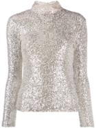 L'autre Chose Sequinned High-neck Top - Neutrals