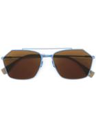 Fendi Eyewear Pentagon Aviator Sunglasses - Blue