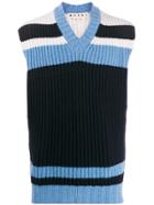 Marni Ribbed V-neck Sweater - Blue