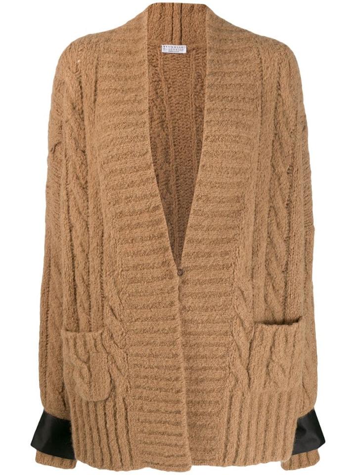 Brunello Cucinelli Satin Cuffs Cardigan - Neutrals