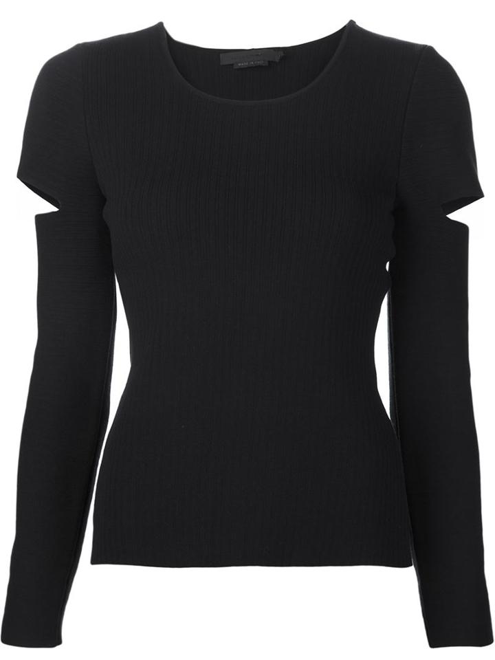 Alexander Wang Slit Arm Jumper, Women's, Size: Medium, Black, Polyester/rayon