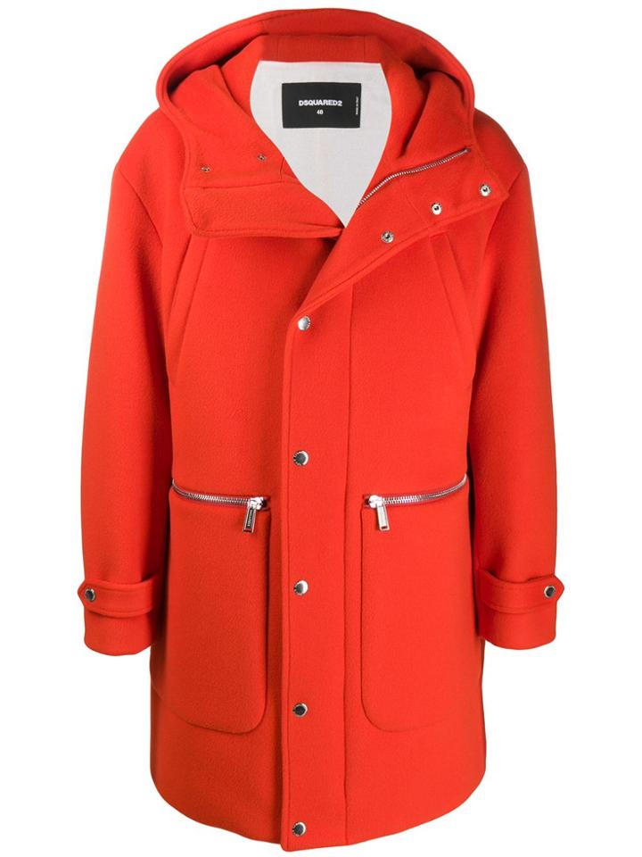 Dsquared2 Button-up Hooded Jacket - Orange