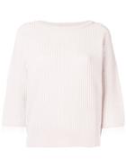 Hemisphere Fringed Sleeve Sweater - White