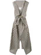 Lucio Vanotti - Striped Sleeveless Duster - Women - Cotton/silk - 2, Grey, Cotton/silk