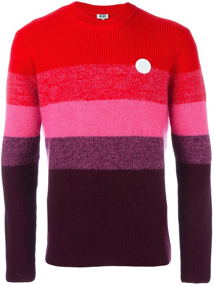 Kenzo Striped Jumper, Men's, Size: Medium, Red, Wool/mohair/polyamide/acrylic