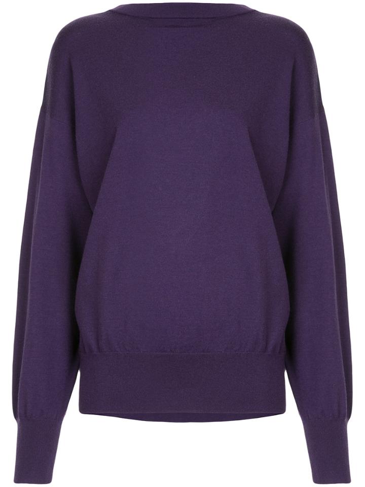 H Beauty & Youth Long Sleeved Cut Out Pullover - Pink & Purple