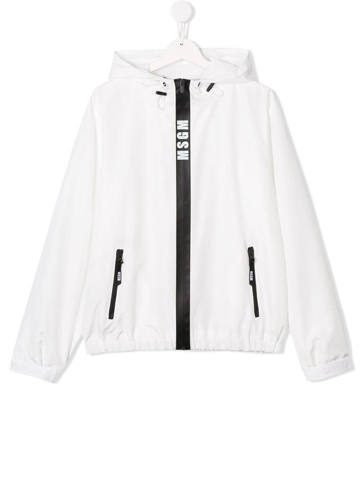 Msgm Kids Teen Hooded Jacket - White