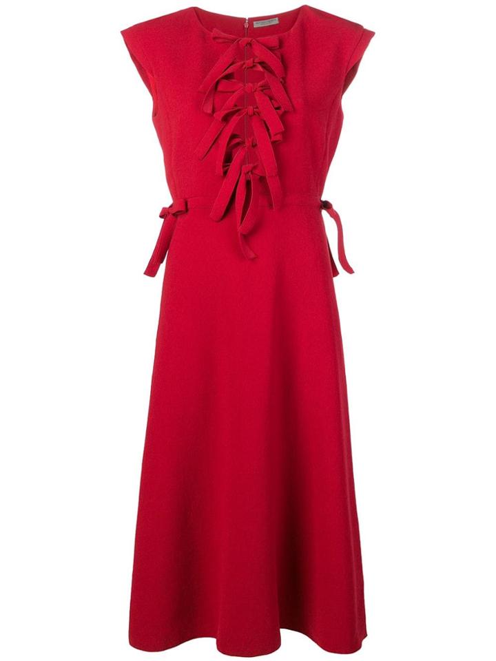 Bottega Veneta Bow Front Midi Dress - Red