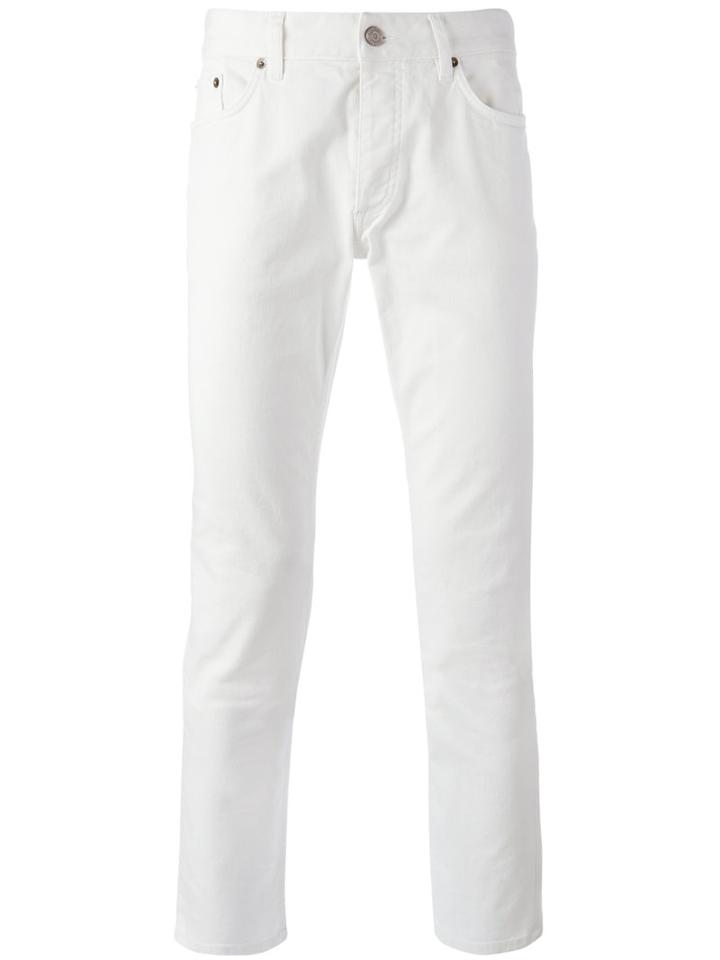 Roberto Cavalli Tiki Tiger Embroidered Chino Fit Jeans, Men's, Size: 31, White, Cotton/spandex/elastane/polyester