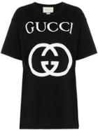 Gucci Logo Print Oversized Cotton T-shirt - Black