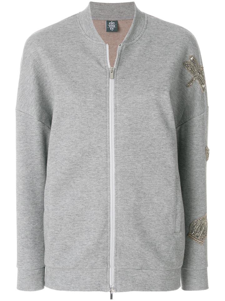 Eleventy Embellished Bomber Jacket - Grey
