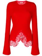 Givenchy Lace Trim Knitted Jumper - Red
