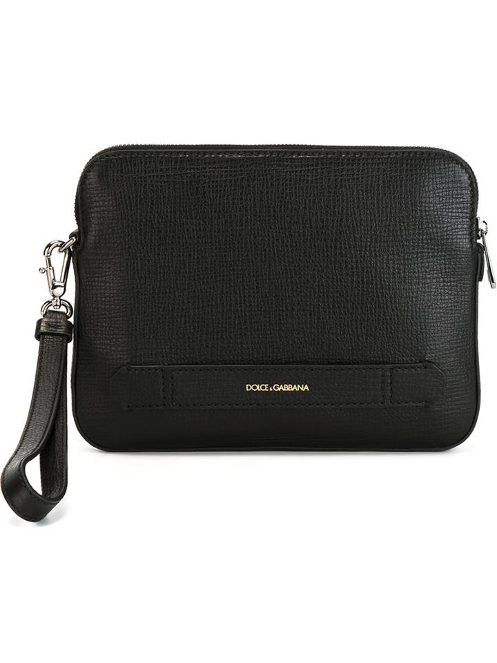 Dolce & Gabbana Wristlet Clutch, Men's, Black, Calf Leather