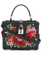 Dolce & Gabbana Floral Embroidered Box Bag - Black