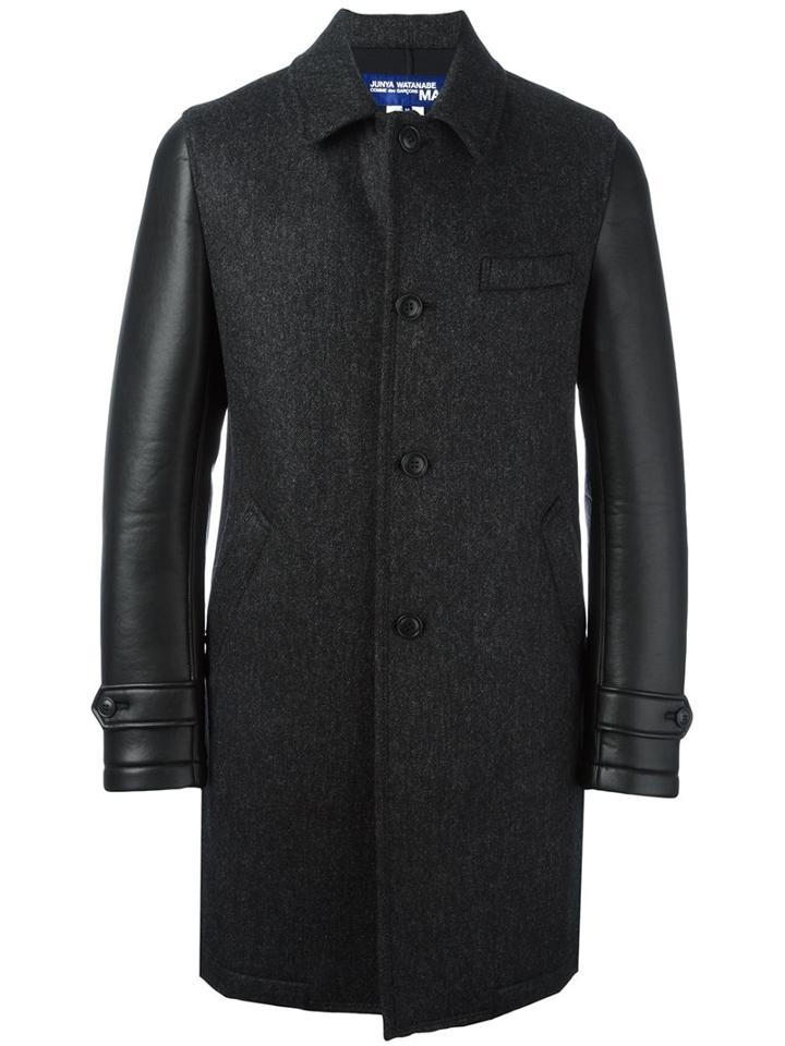Junya Watanabe Comme Des Garçons Man Leather Effect Sleeve Textured Coat
