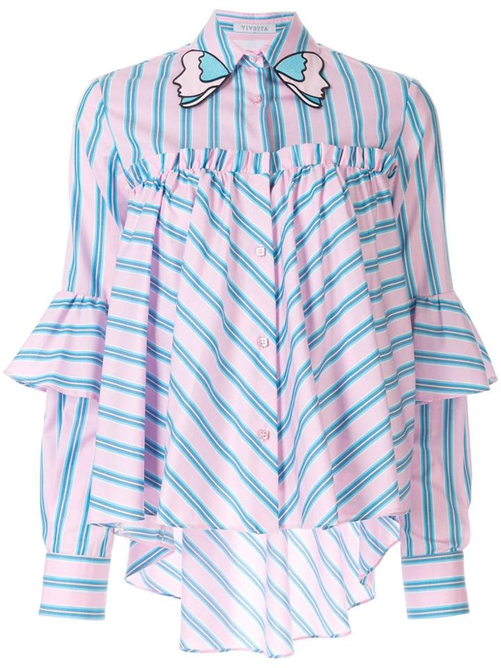 Vivetta Striped Ruffle-panel Shirt - Pink