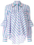 Vivetta Striped Ruffle-panel Shirt - Pink