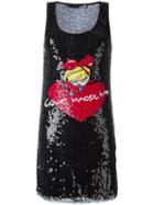 Love Moschino - Sequinned Logo Motif Dress - Women - Polyamide/polyester/viscose - 44, Black, Polyamide/polyester/viscose