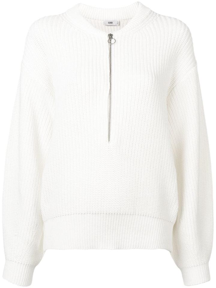 Closed Zipped Neck Jumper - White