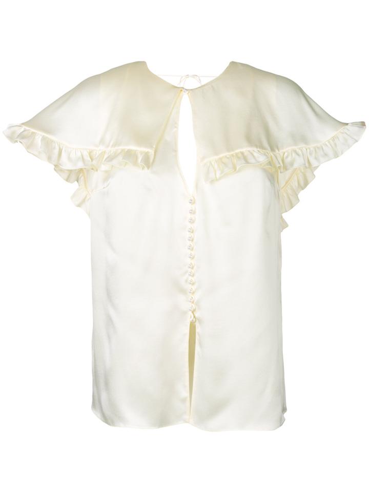 Magda Butrym Ruffled Short Sleeve Blouse - Nude & Neutrals