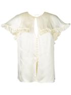 Magda Butrym Ruffled Short Sleeve Blouse - Nude & Neutrals