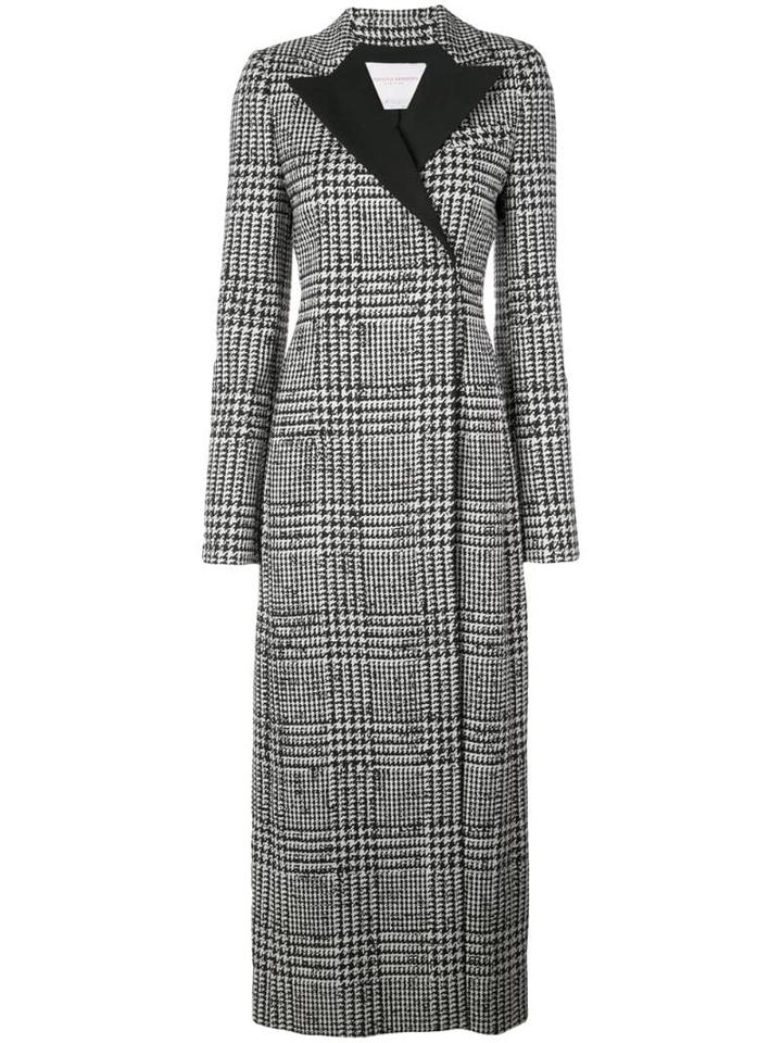 Carolina Herrera Houndstooth Long Coat - Black