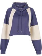 Off-white Contrast Textured Hoodie - Blue
