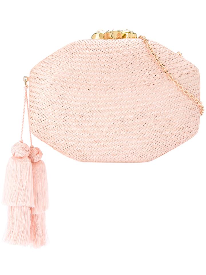 Rafe Woven Clutch Bag - Pink & Purple