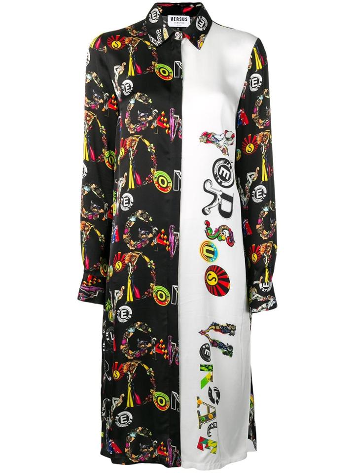 Versus Contrasting Panelled Shirt Dress - Black