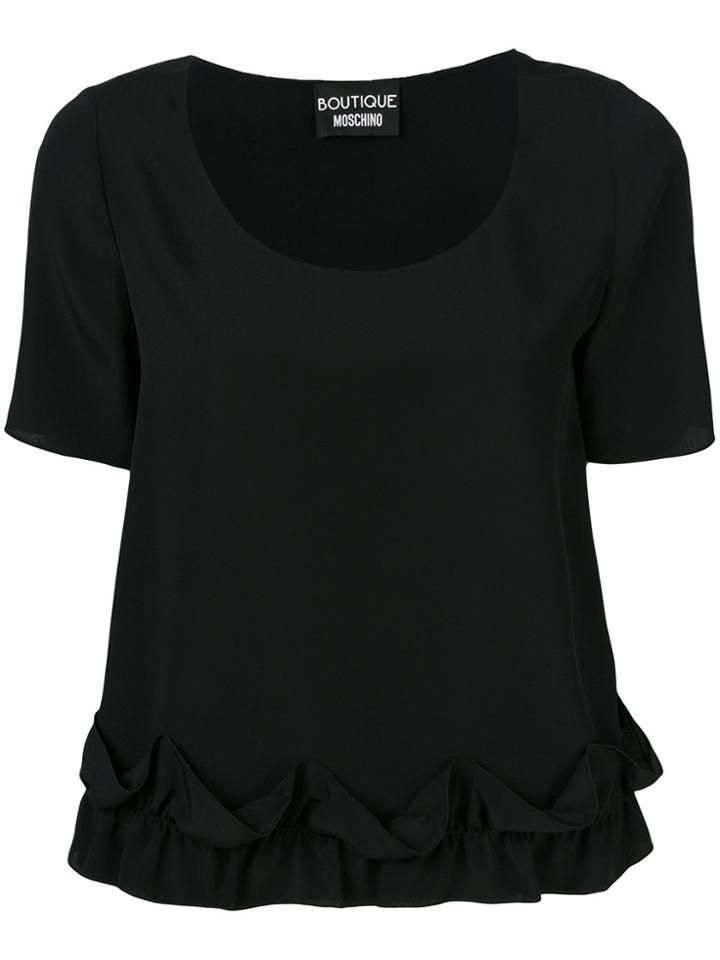 Boutique Moschino Frilled Hem Shortsleeved Blouse - Black